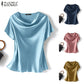Women's Satin Short-Sleeve Blouse