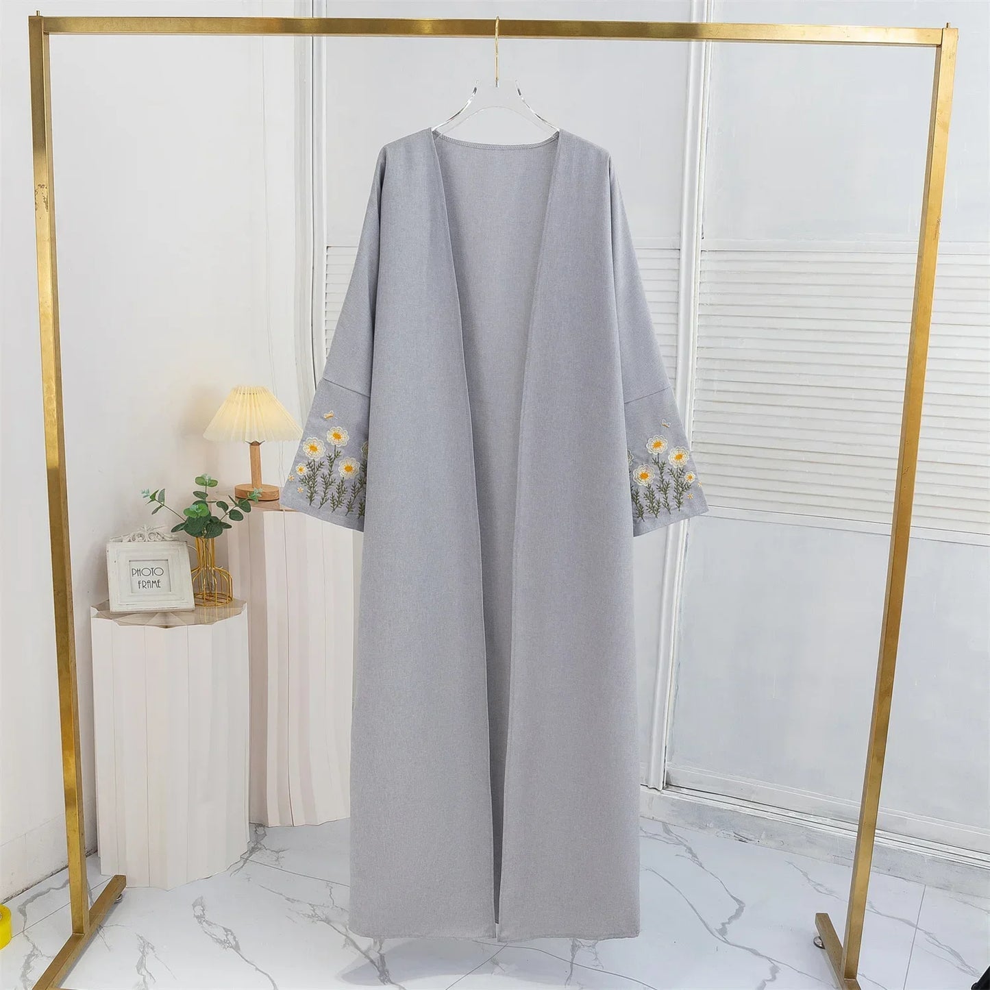 Women's Floral Embroidered Open Abaya