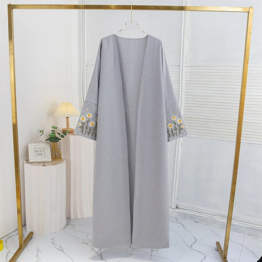 Women's Floral Embroidered Open Abaya