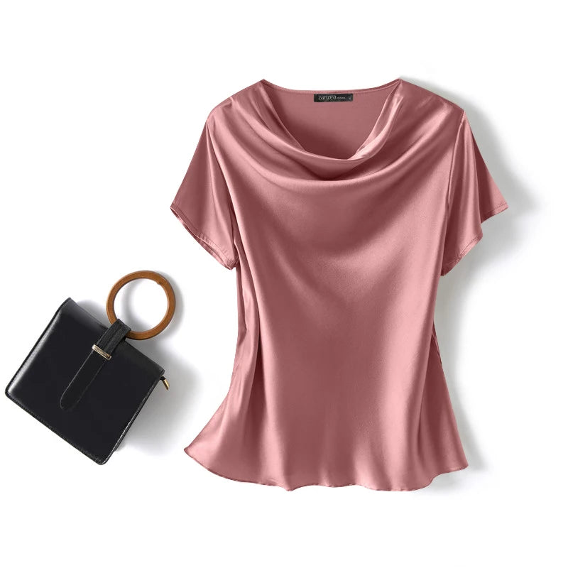 Women's Satin Short-Sleeve Blouse
