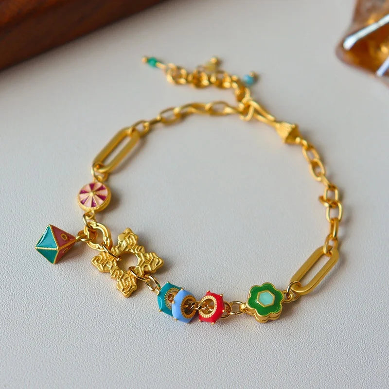 Enamel Japanese embossed bracelet