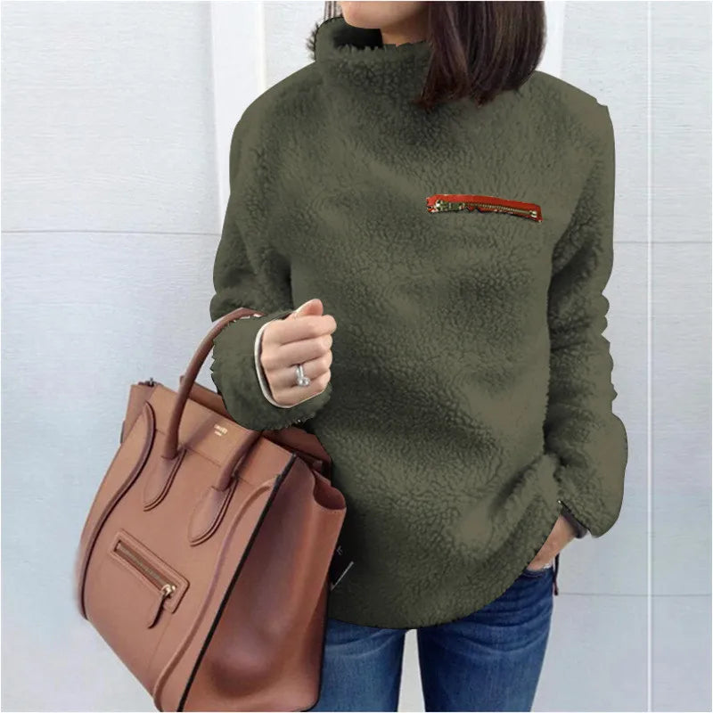 Women's Solid Turtleneck Pullover Sweater