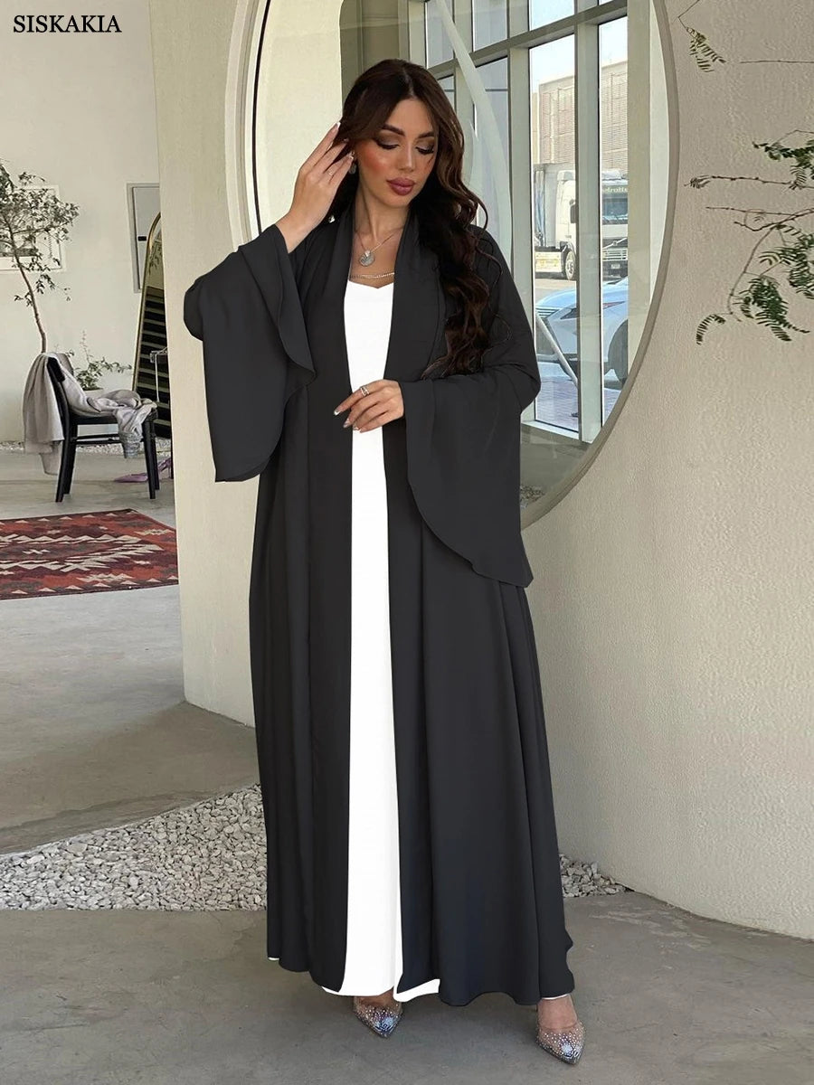 Ruffle Sleeve Open Abaya Kimono