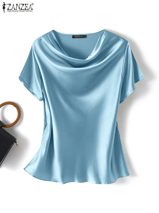 Women's Satin Short-Sleeve Blouse