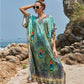 Women's Peacock Print Beach Kaftan