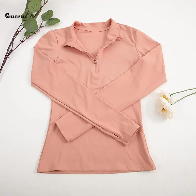 Women's Half-Zip Yoga Top with Thumbholes