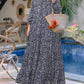 Women's Floral Printed Maxi Abaya Dress