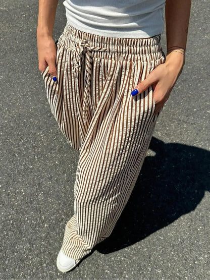Women's Plus-Size Striped Tracksuit Pants
