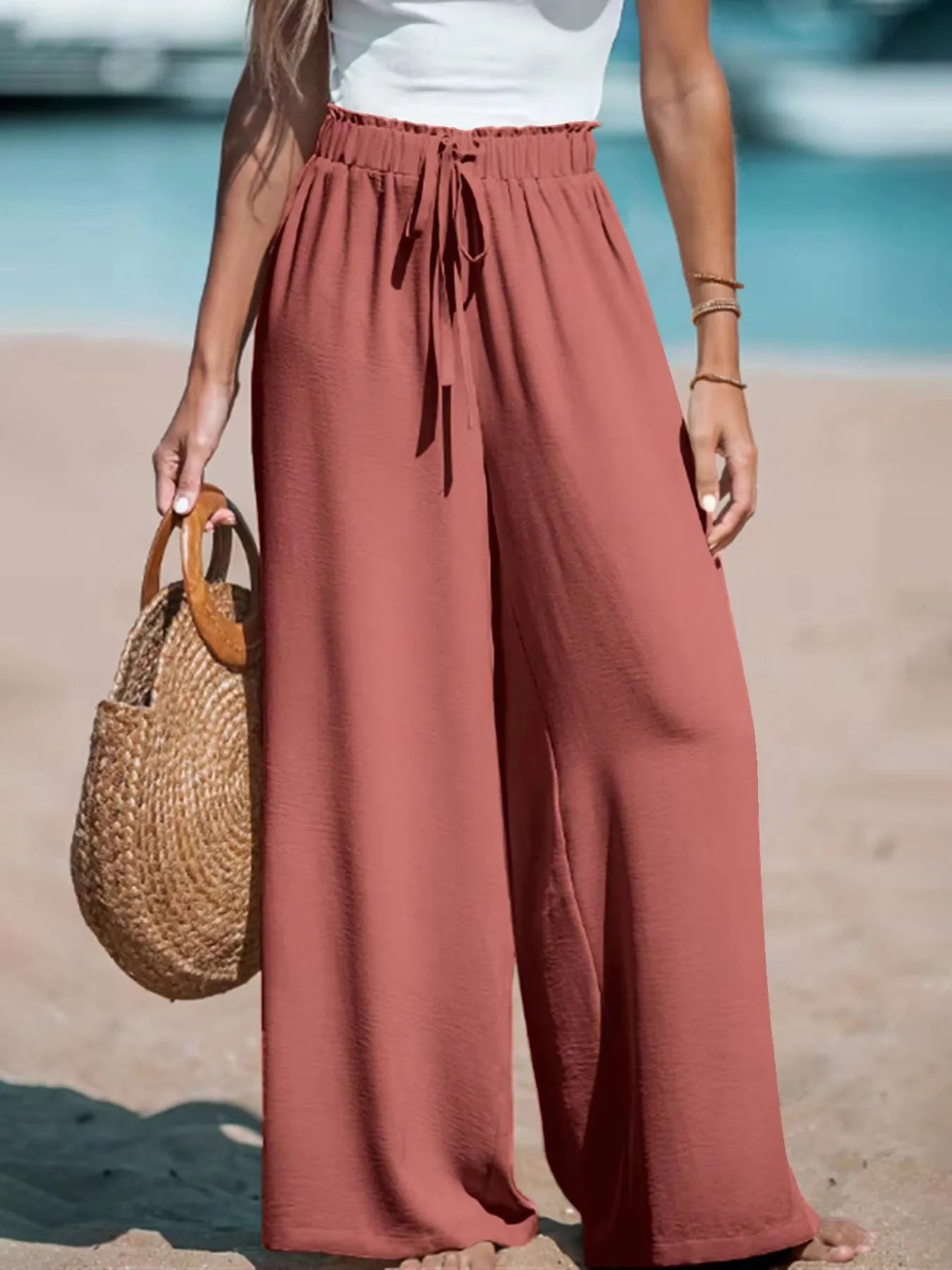 Women's Wide-Leg Drawstring Summer Pants
