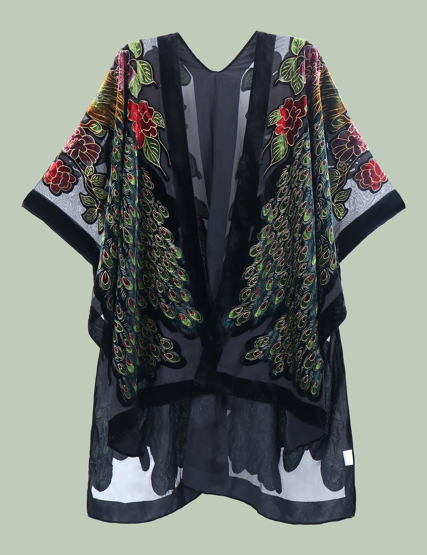 Women’s Burnout Velvet Floral Kimono Cardigan