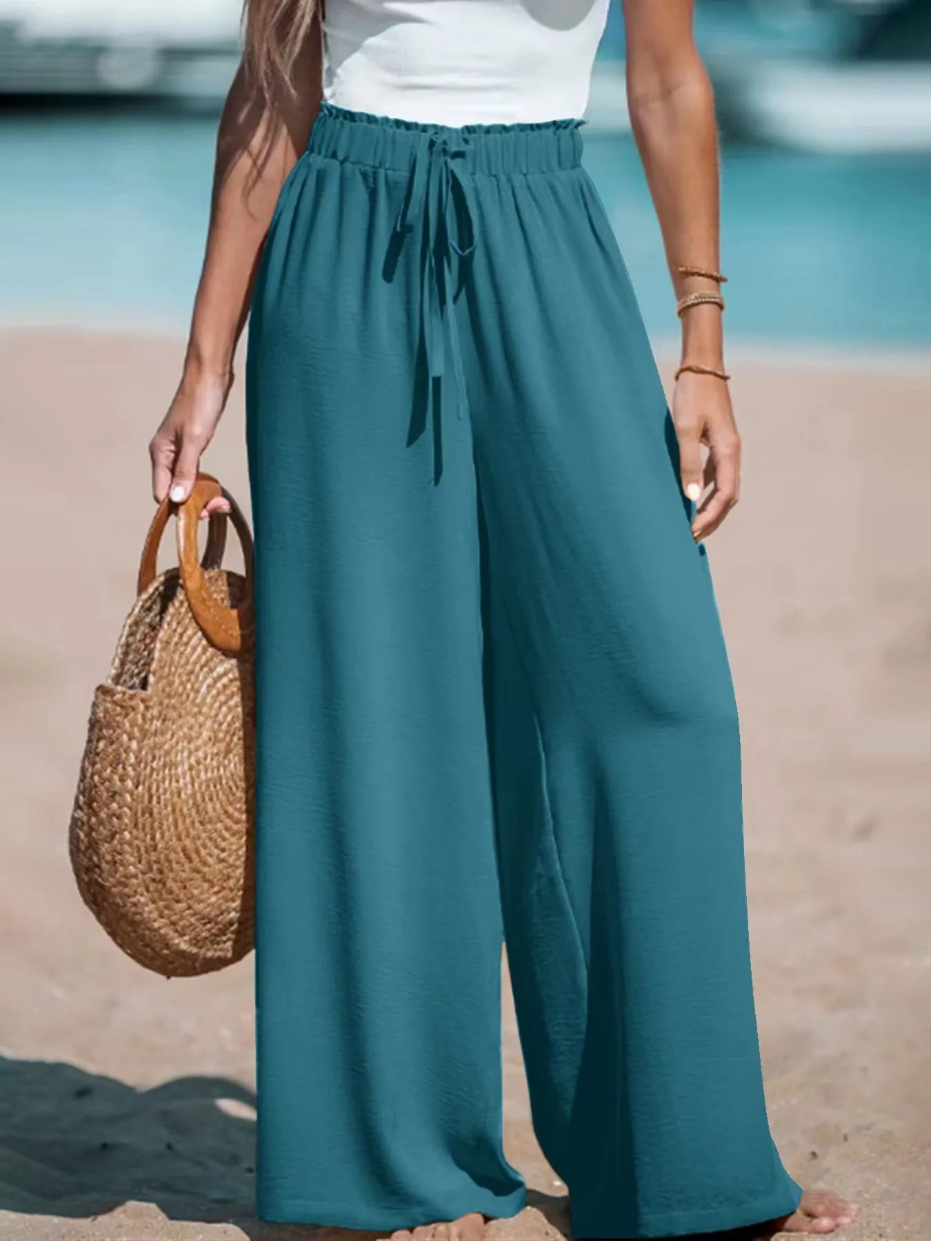 Women's Wide-Leg Drawstring Summer Pants