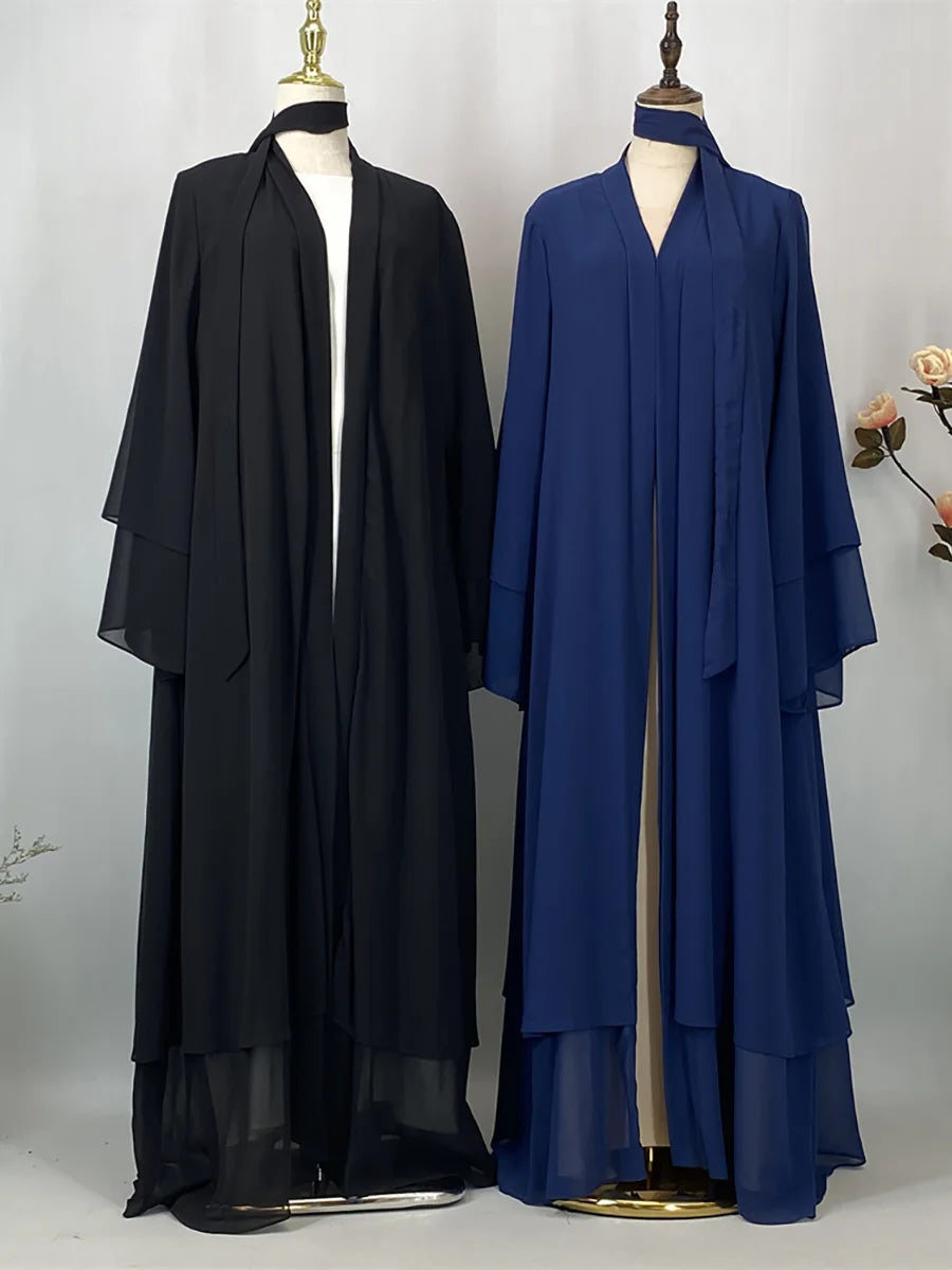 Chiffon Open Abaya Kaftan for Women