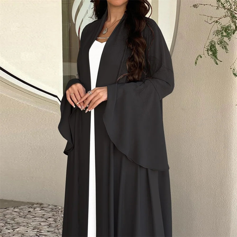 Ruffle Sleeve Open Abaya Kimono