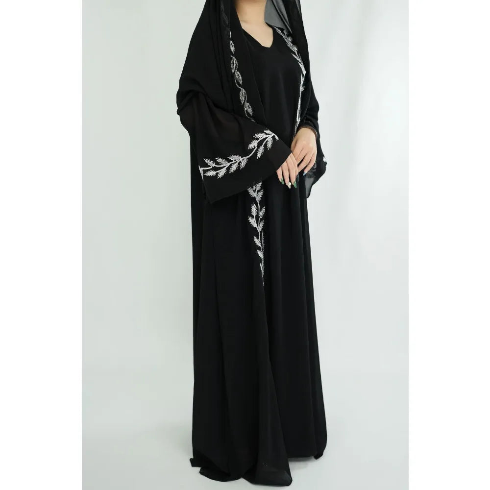 Women's Embroidered Abaya Dress with Scarf