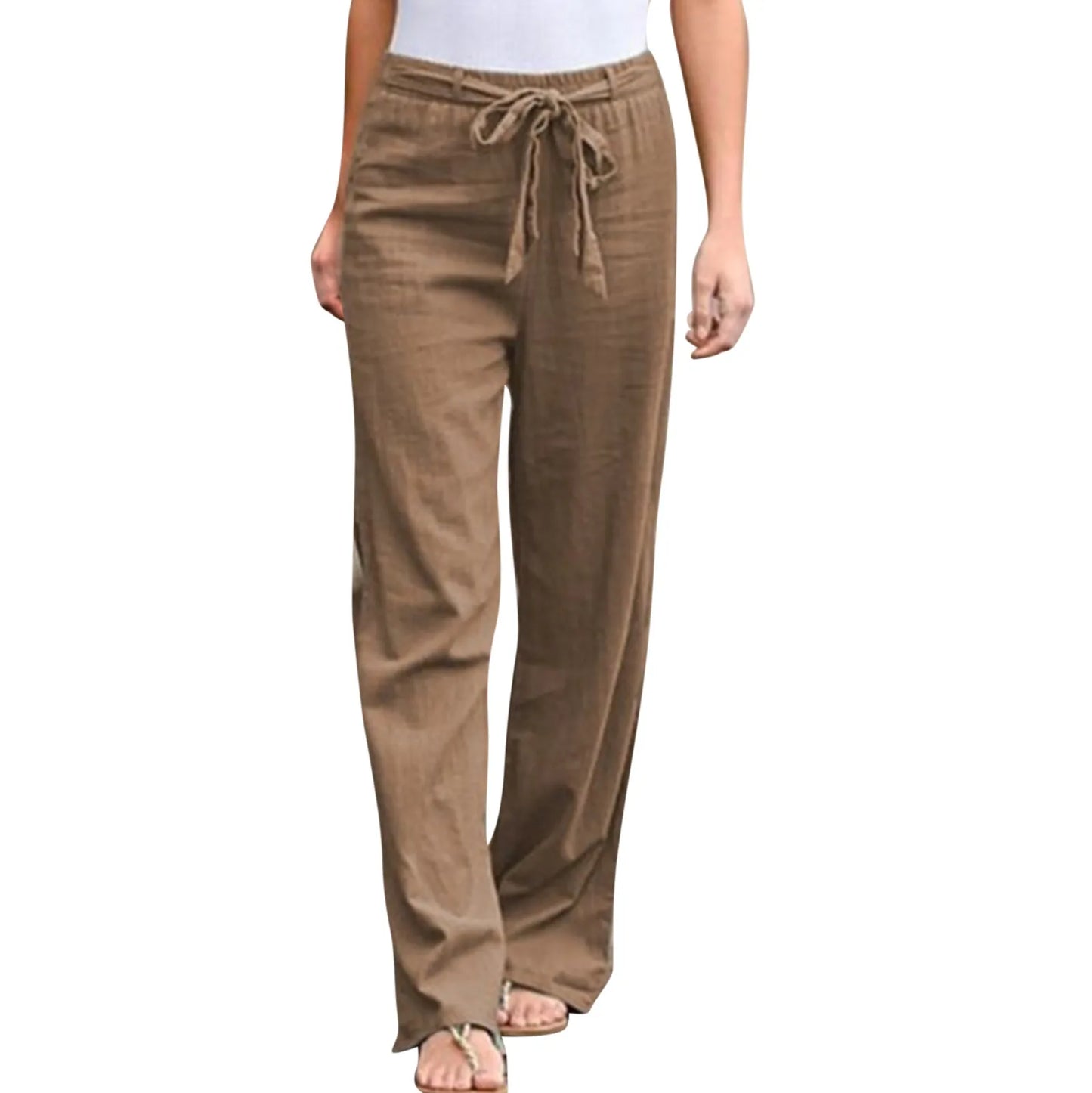 Women's Plus-Size Bow Cotton-Linen Pants