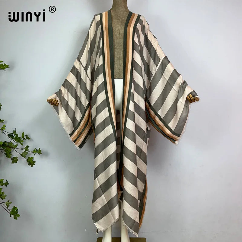 Boho Stripe Kimono Beach Cardigan