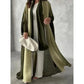 Women's Pleated Open Abaya Maxi Dress