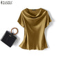 Women's Satin Short-Sleeve Blouse