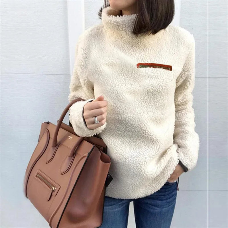 Women's Solid Turtleneck Pullover Sweater
