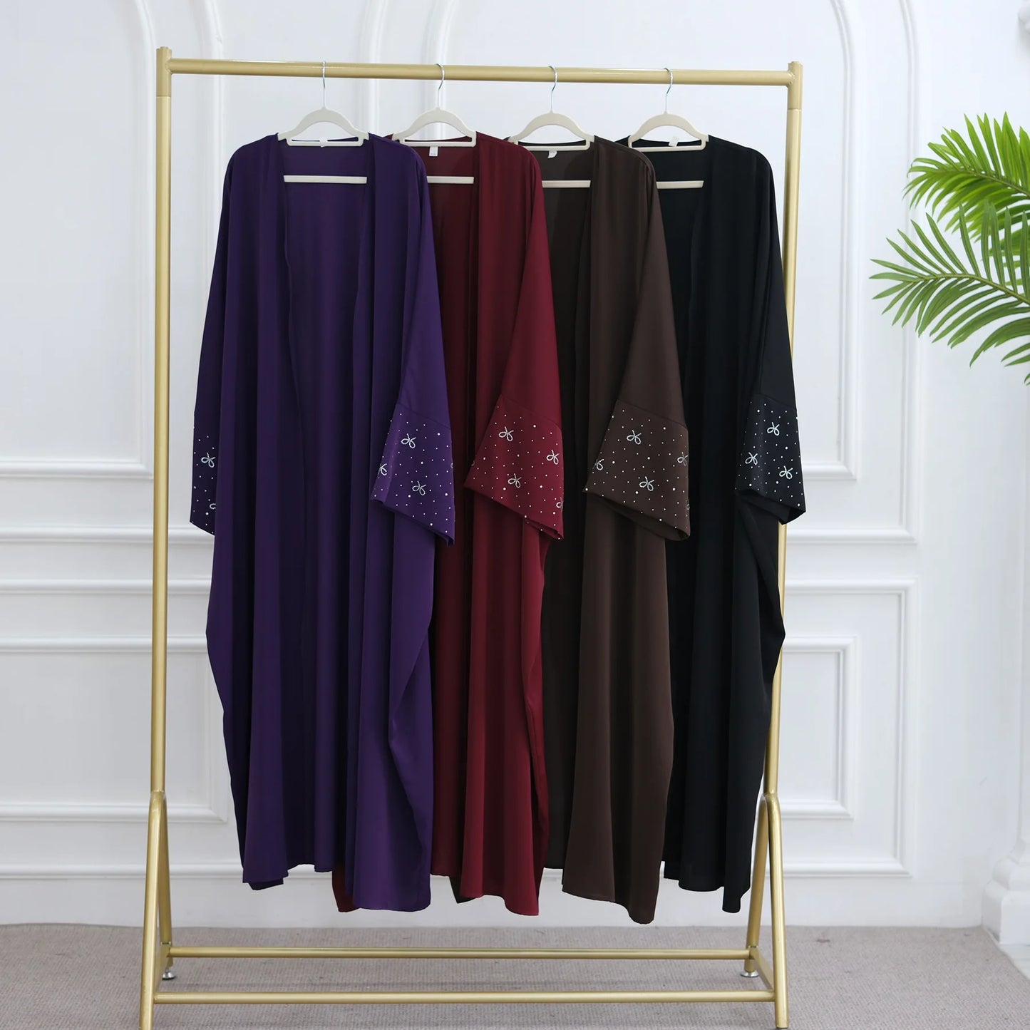 Women's Embroidered Open Front Abaya Jacket