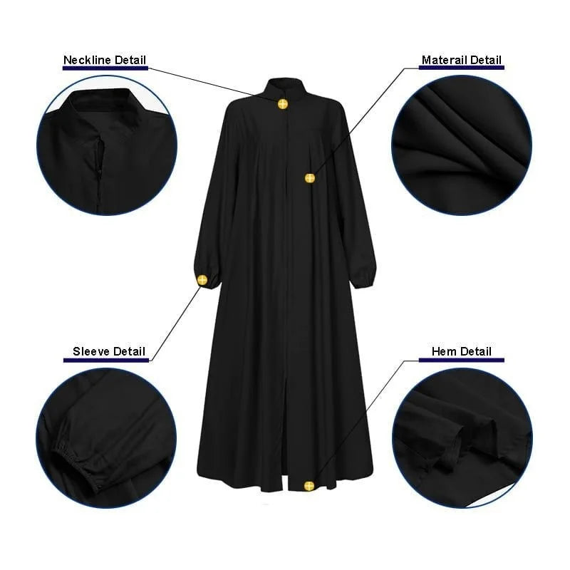 Women's Zipper Front Abaya Kaftan Dress