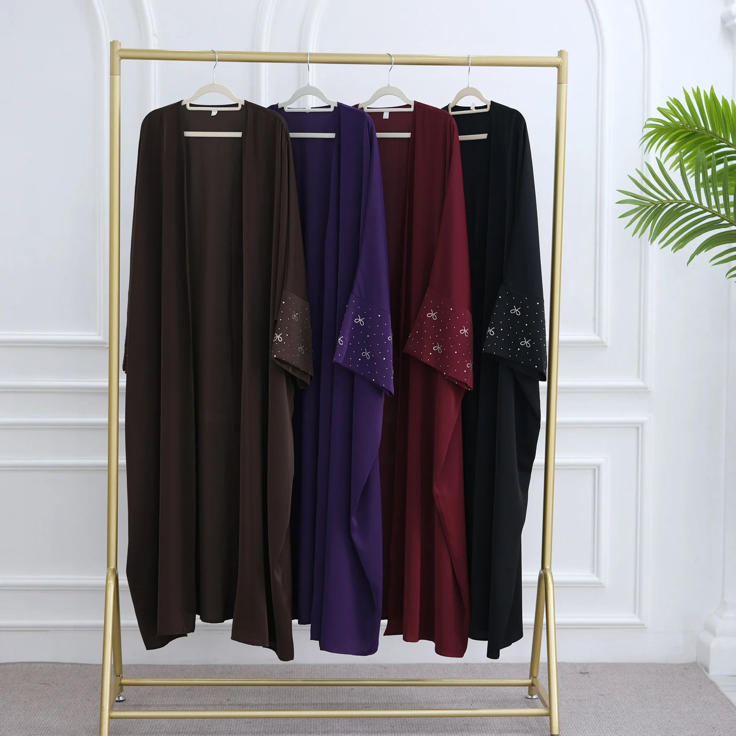 Women's Embroidered Open Front Abaya Jacket