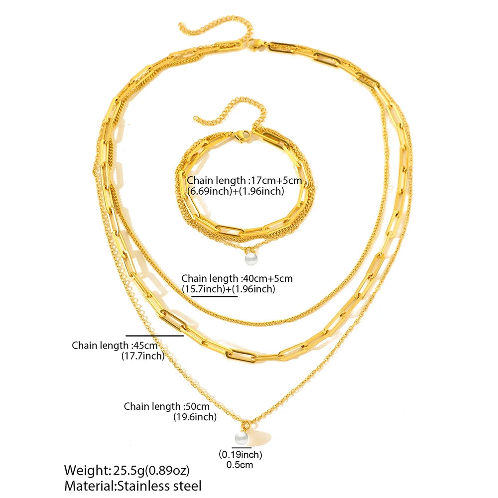 Pearl Luxe Stainless Steel Jewelry Set