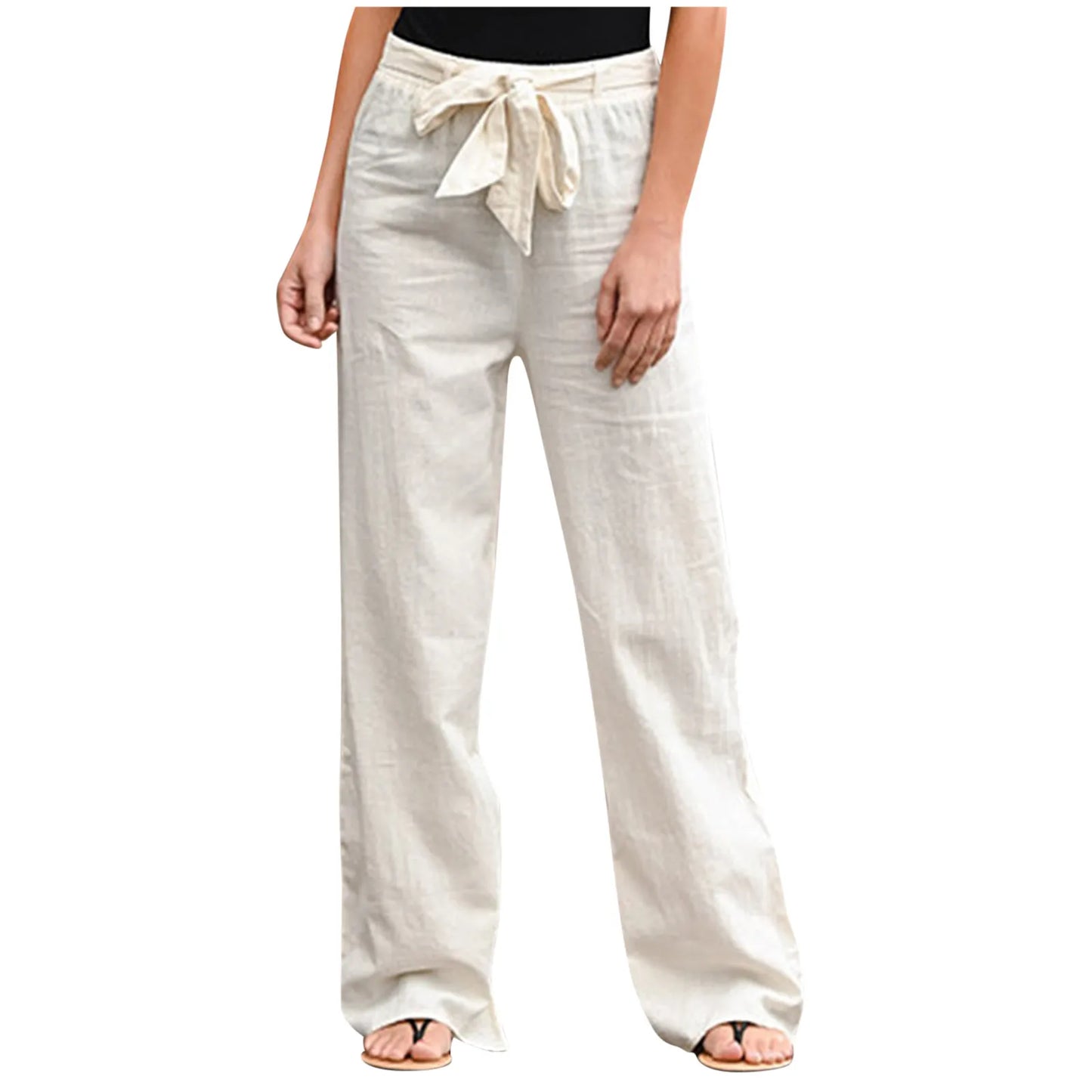 Women's Plus-Size Bow Cotton-Linen Pants