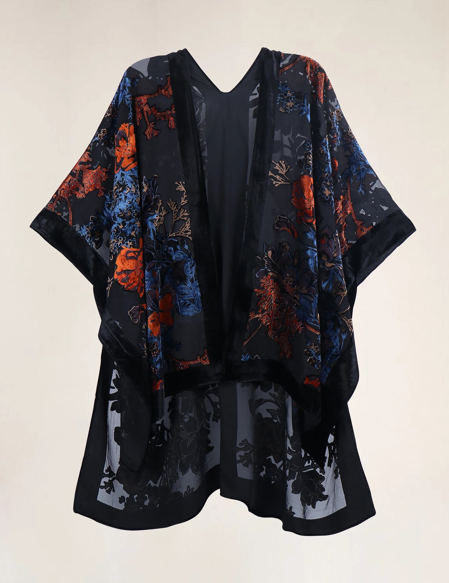 Women’s Burnout Velvet Floral Kimono Cardigan