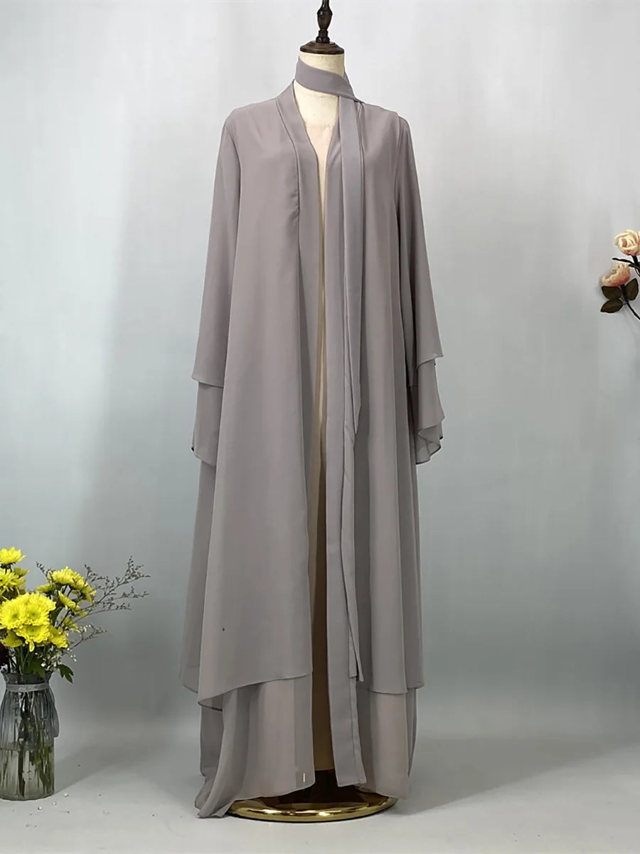 Chiffon Open Abaya Kaftan for Women