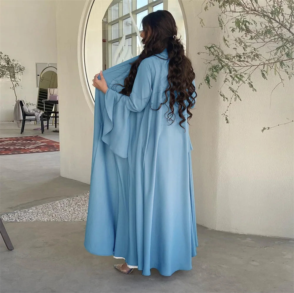 Ruffle Sleeve Open Abaya Kimono