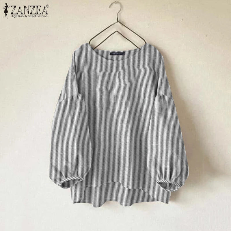 Women's Striped O-Neck Blouse