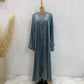 Handmade Beaded Open Abaya with Belt