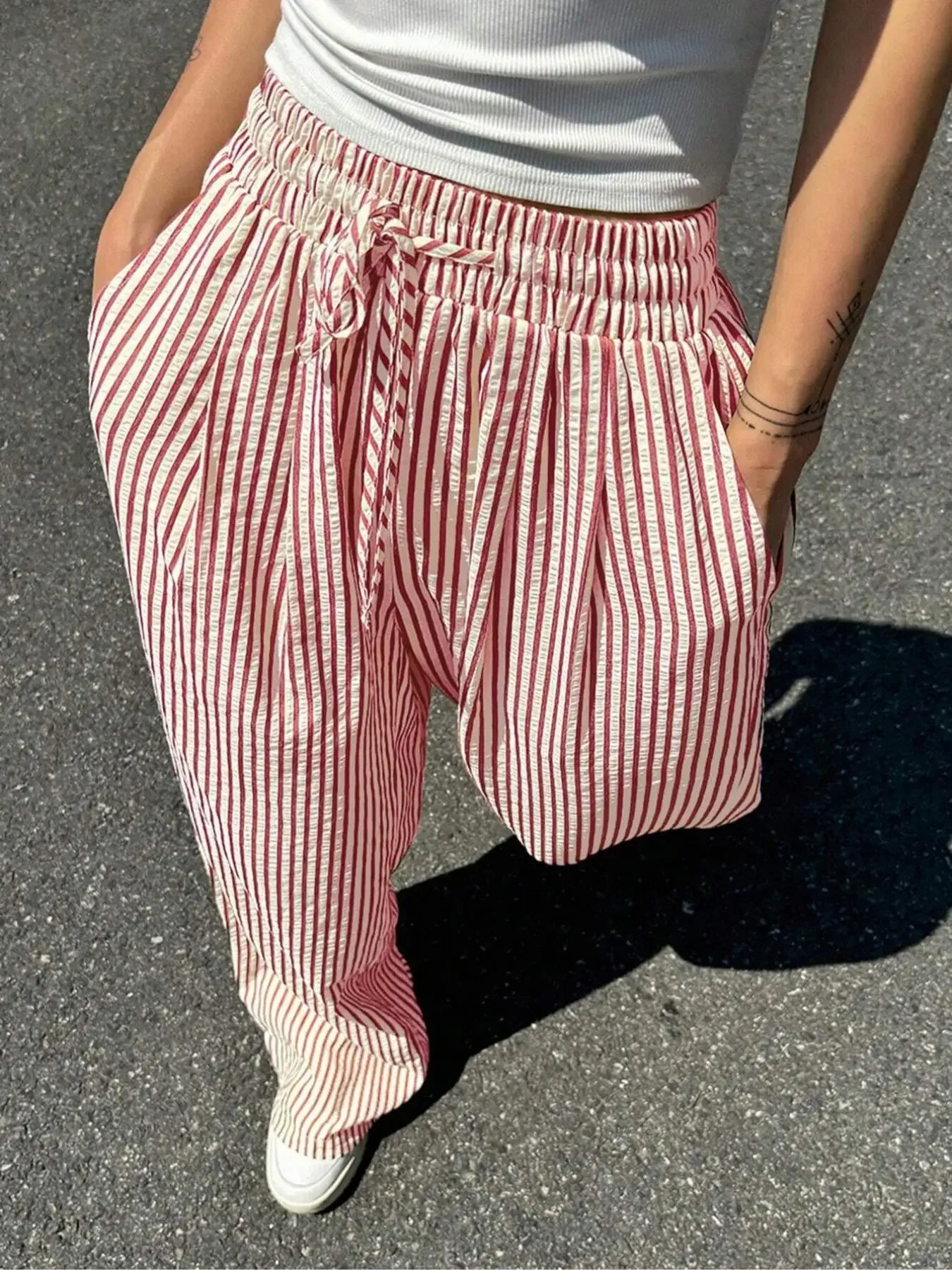 Women's Plus-Size Striped Tracksuit Pants