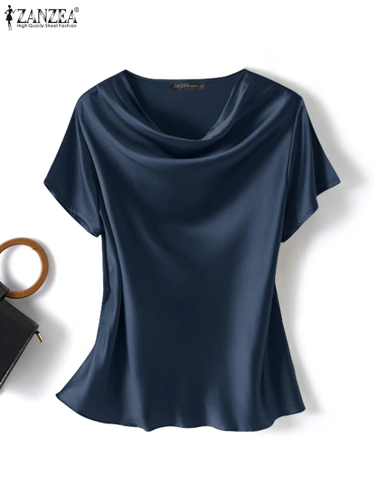 Women's Satin Short-Sleeve Blouse