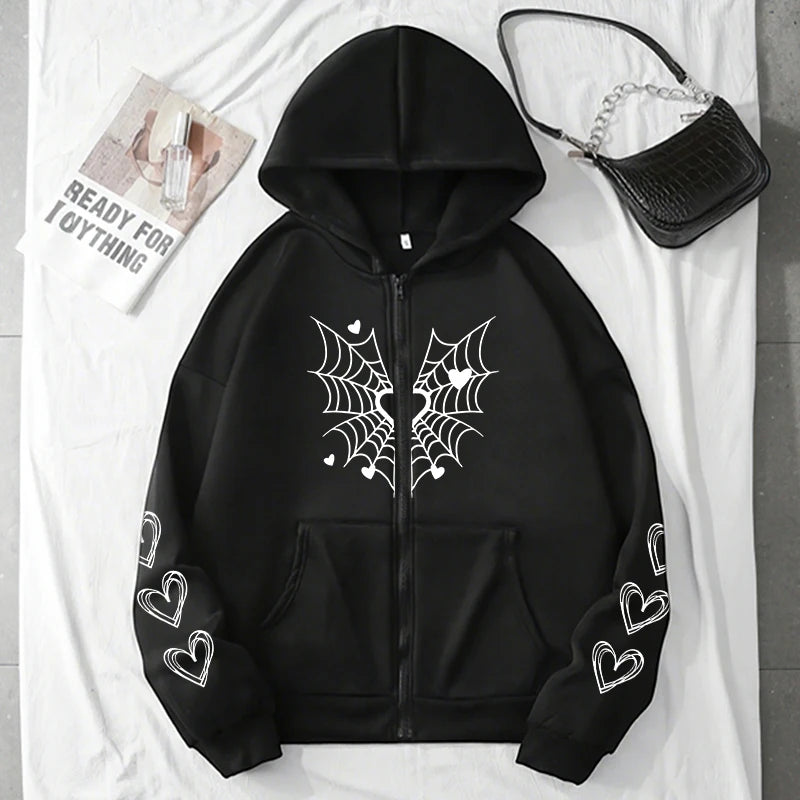 Women's Spider Web Heart Hoodie