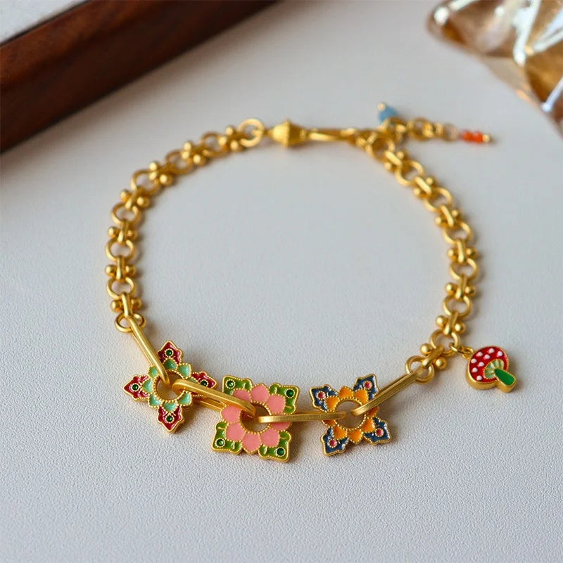 Enamel Japanese embossed bracelet