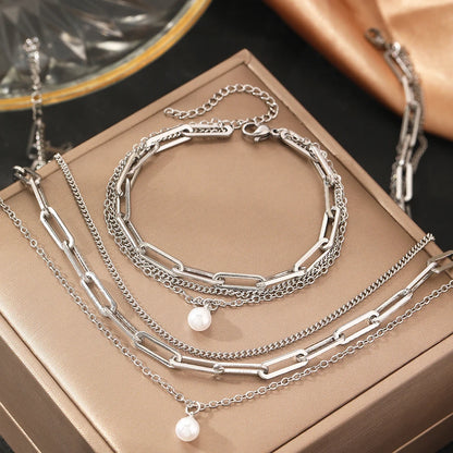 Pearl Luxe Stainless Steel Jewelry Set