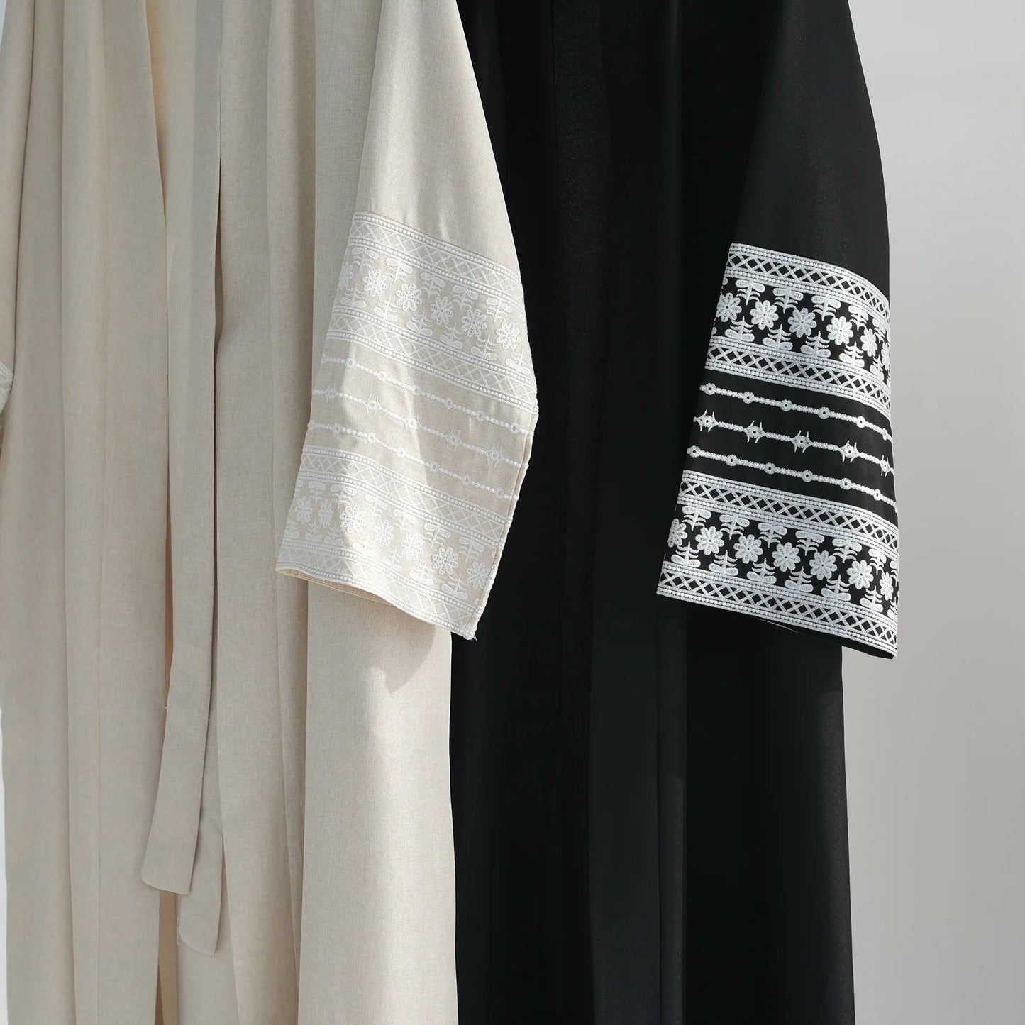 Embroidered open abaya