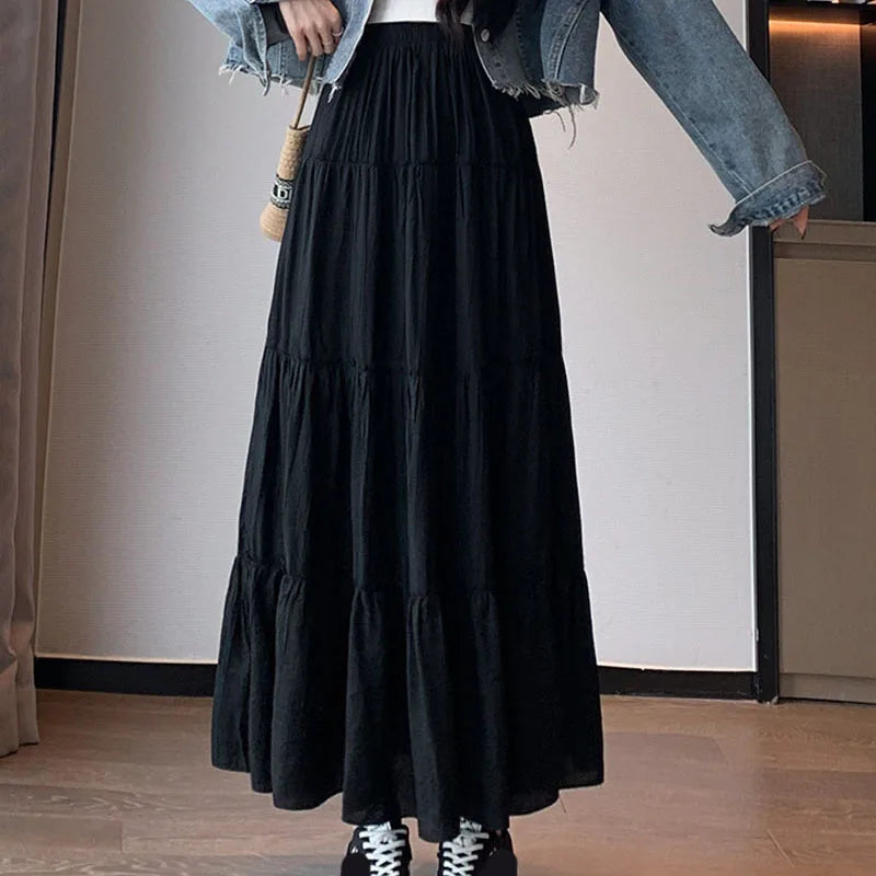 Women's High-Waist Patchwork A-Line Skirt