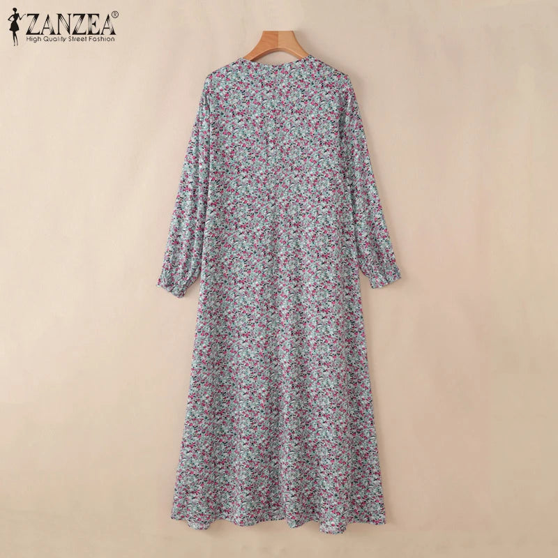 Women's Floral Printed Maxi Abaya Dress