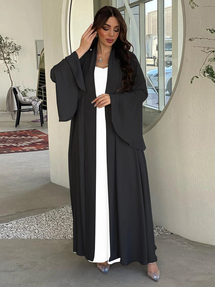 Ruffle Sleeve Open Abaya Kimono