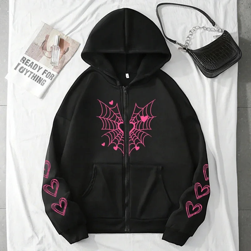Women's Spider Web Heart Hoodie