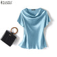 Women's Satin Short-Sleeve Blouse