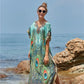 Women's Peacock Print Beach Kaftan