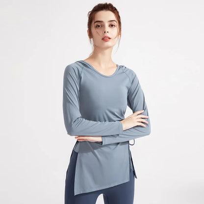 Women's Long-Sleeve Hooded Gym Top