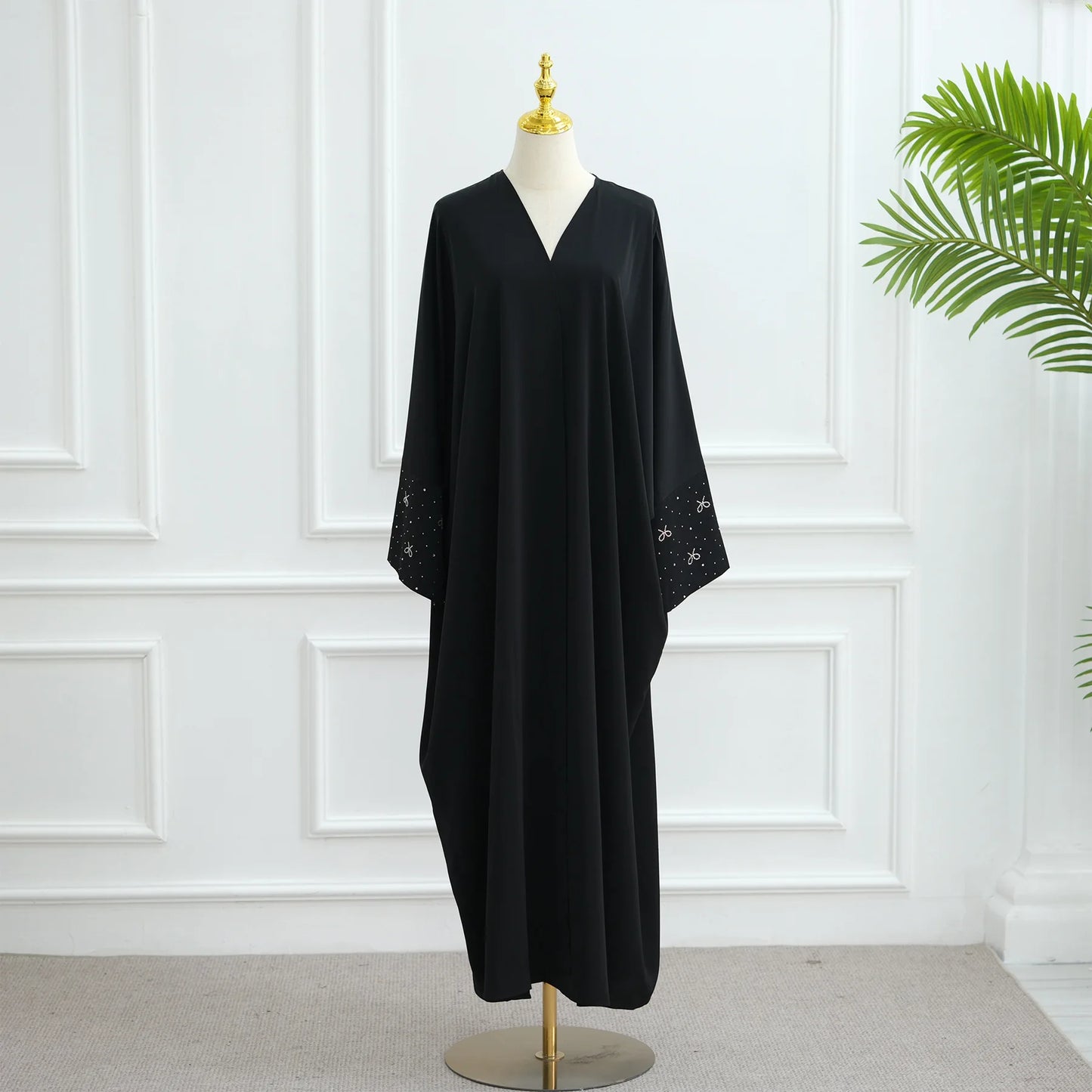 Women's Embroidered Open Front Abaya Jacket