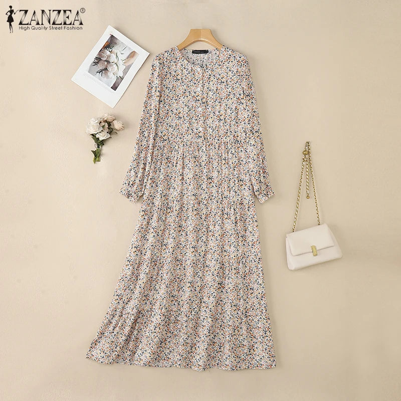 Women's Floral Printed Maxi Abaya Dress