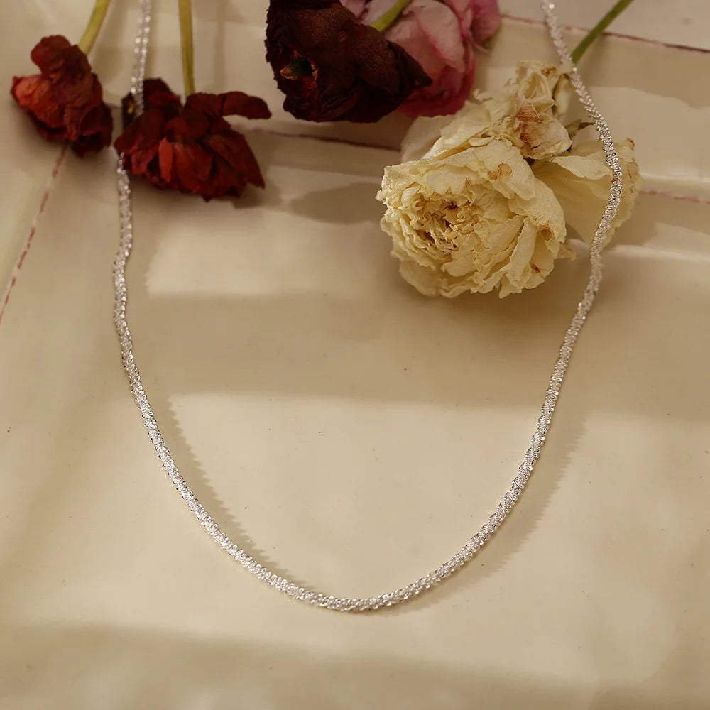 Silver Sparkling Clavicle Necklace