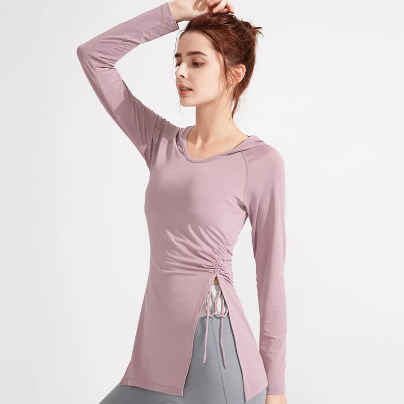 Women's Long-Sleeve Hooded Gym Top